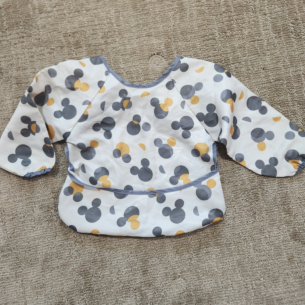 Baby Mickey Mouse Bib - White, Gray, Yellow